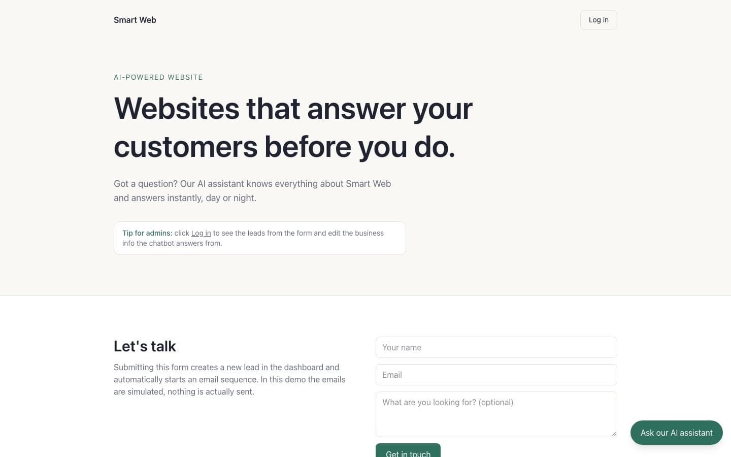 Smart web: sites.qviks.com/smart-demo
